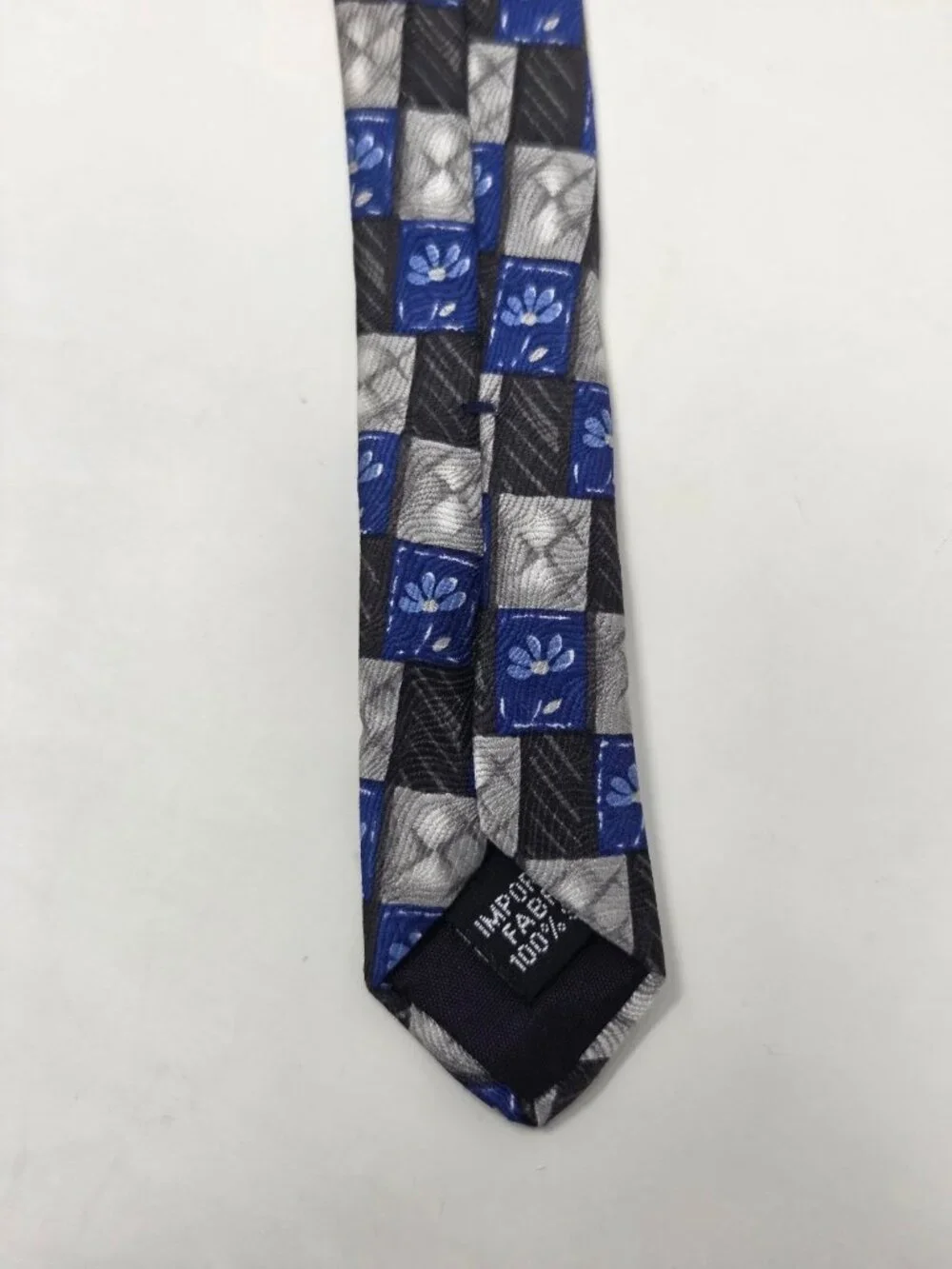 Barrington Mens 100 Percent Silk Tie 58 Inch Blue Gray Geometric Floral